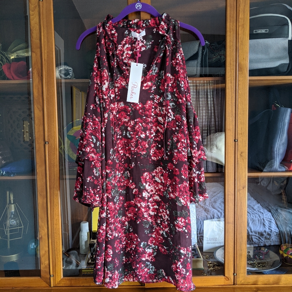 NWT Parker floral print cold shoulder dress! - Picture 2 of 6